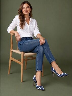 Charles David Navy Polka Dot Heels